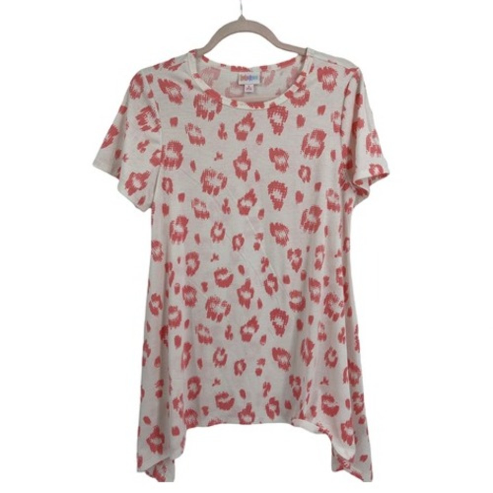 NWOT LulaRoe Women Melissa Cream Cheetah Animal‎ Print Short Sleeve Shirt Small